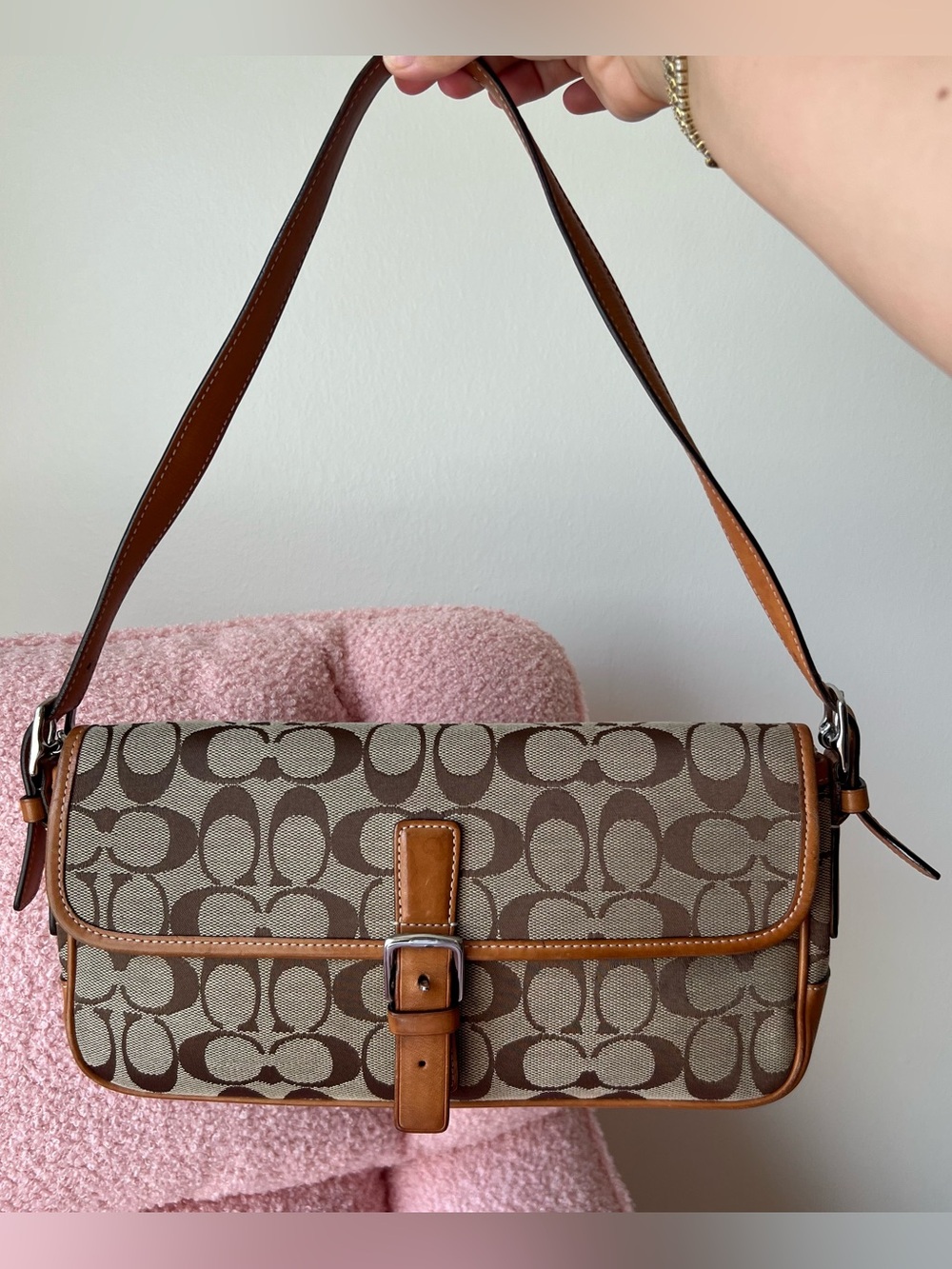 Vintage Coach East West Signature Shoulder Bag
